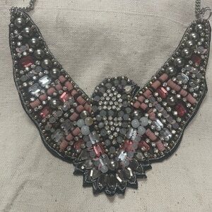Vintage Multicolor Beaded Bird Bib Necklace💐